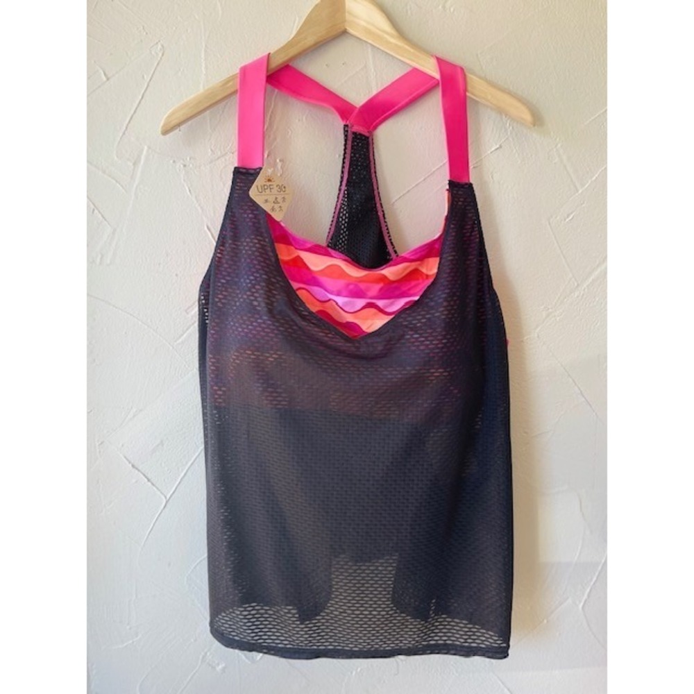 ZeroXposur Sun Smart 2 in 1 Tankini Tank Top Ruched Built in Sports Bra UPF 30+